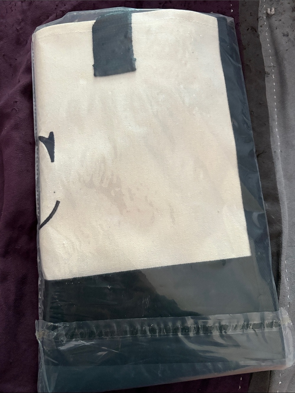 Canvas Tote Bag in Cream and Black